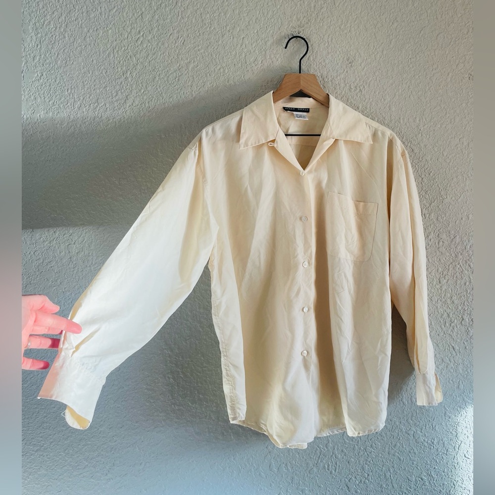 Relaxed Cream Button-Front Blouse by UNKNOWN